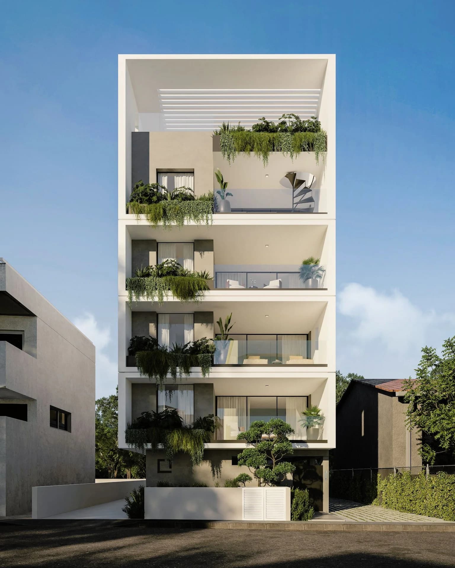 ANAIS RESIDENCES front façade with planted balconies