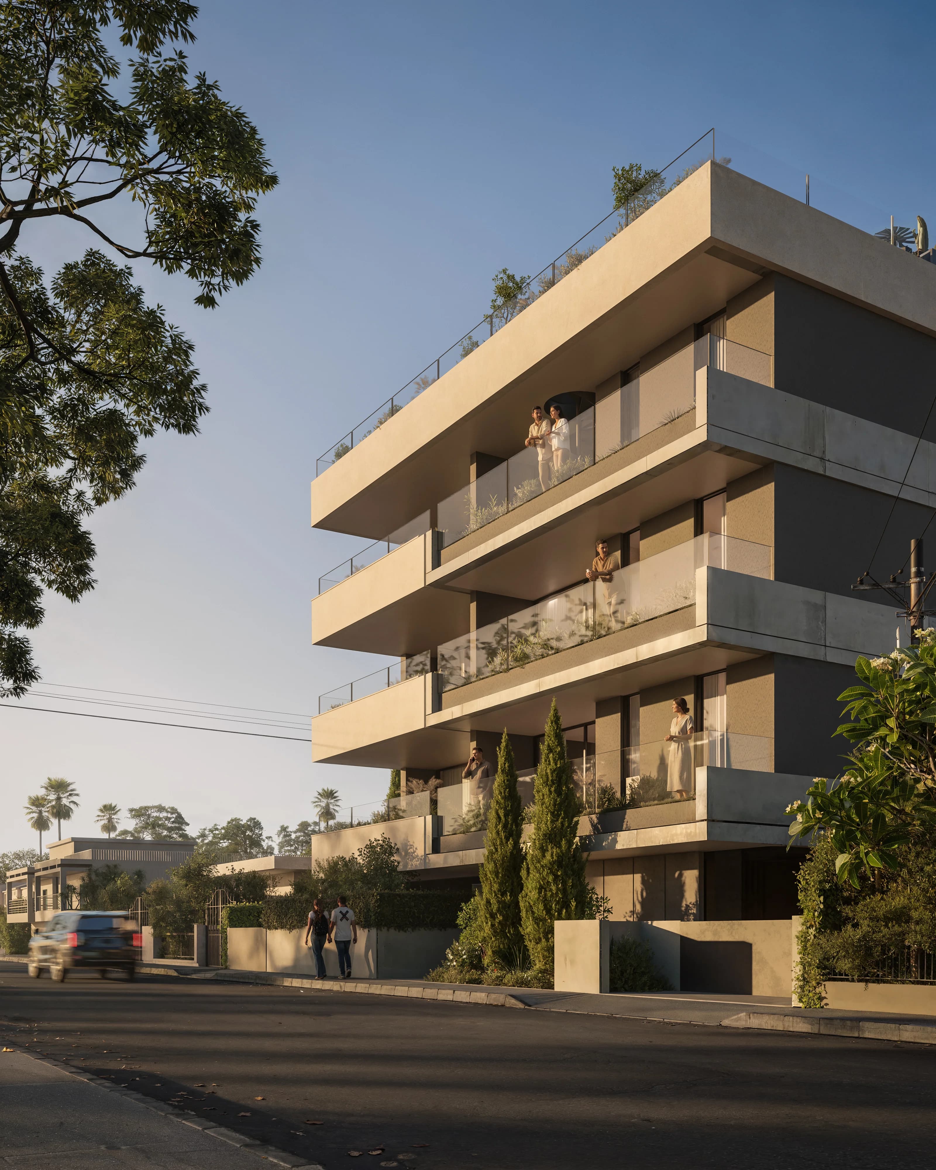 APOLLO Residences façade with deep balconies
