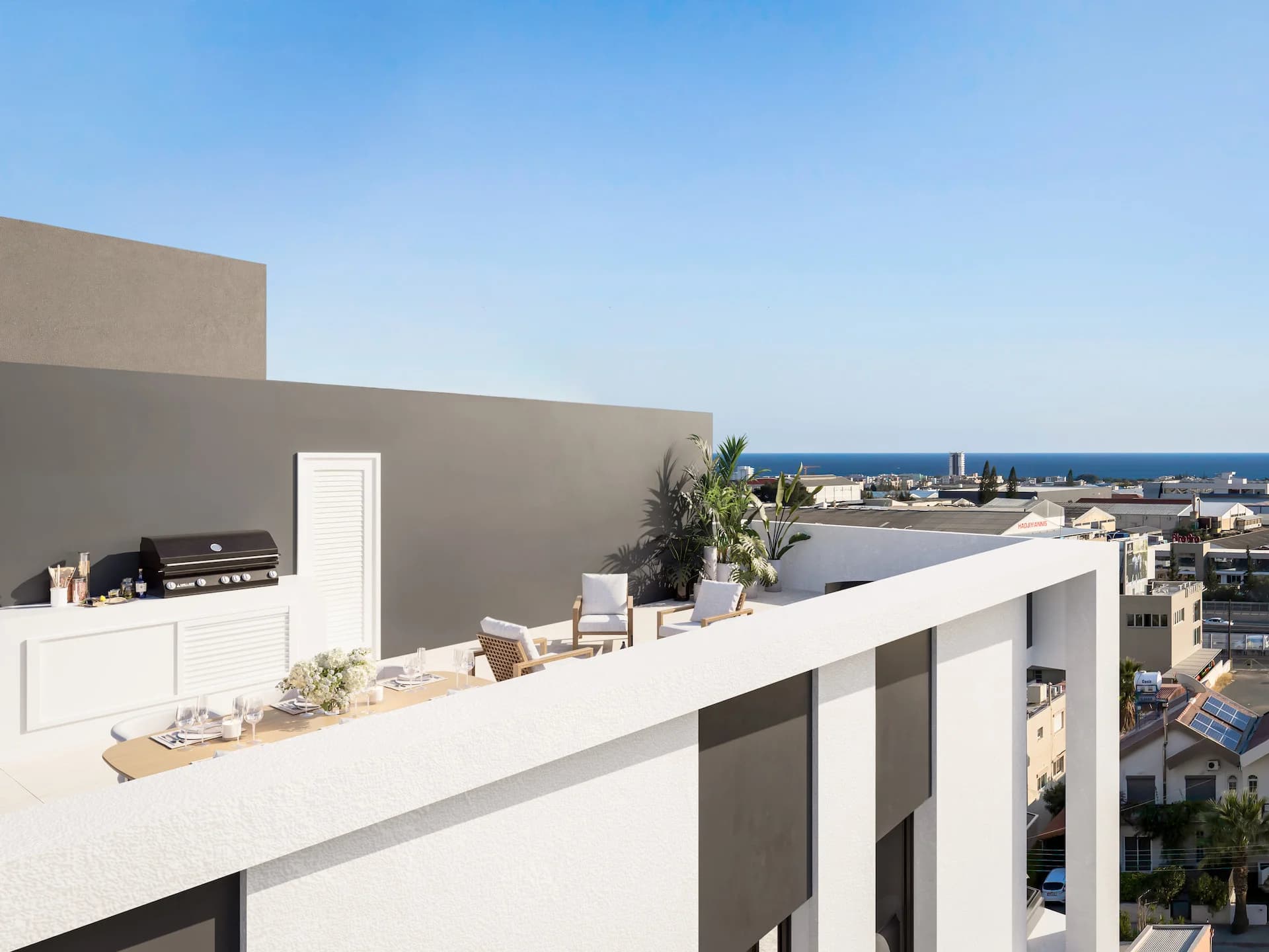 LAV roof terrace with a built-in barbecue and views to the sea