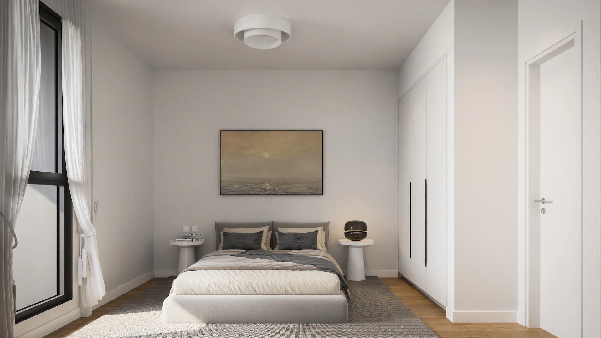 Calm LENNOX bedroom with a built-in wardrobe