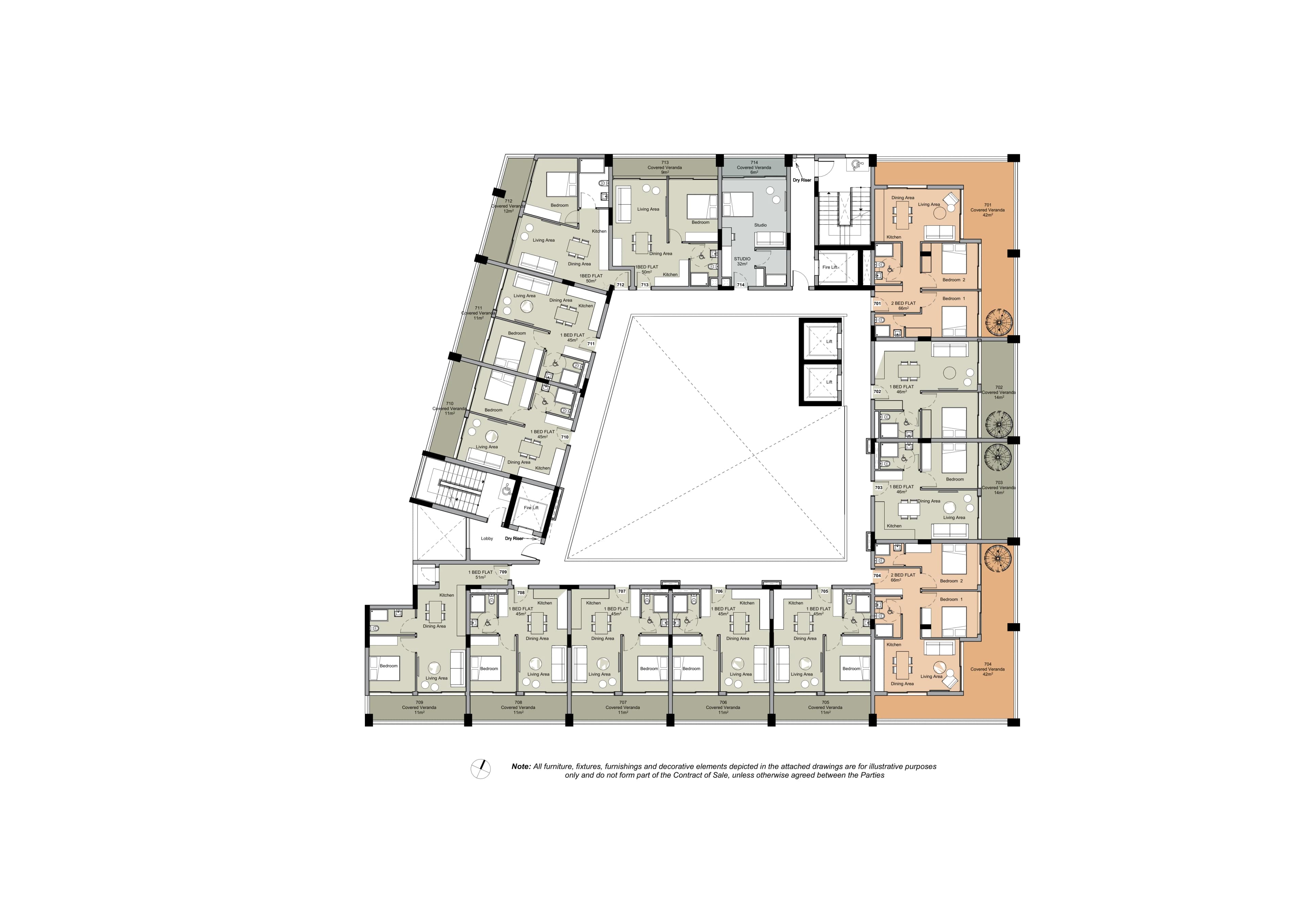 THE DOCKS RESIDENCES floor plan: 7th Floor