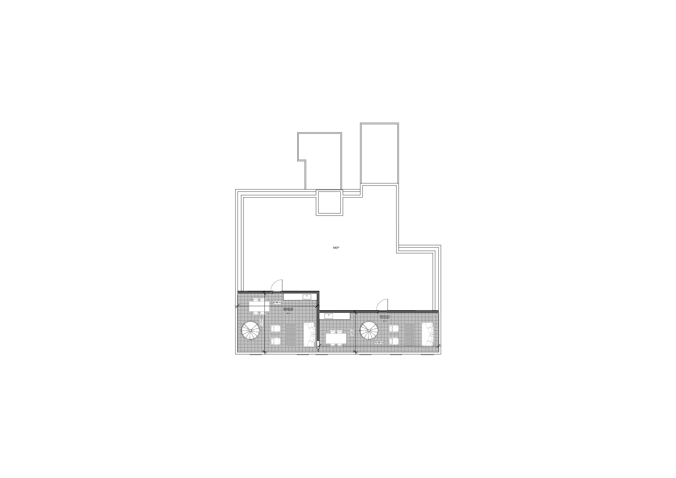ZAYA RESIDENCES floor plan: Roof Garden Full Plan Apts 201 202