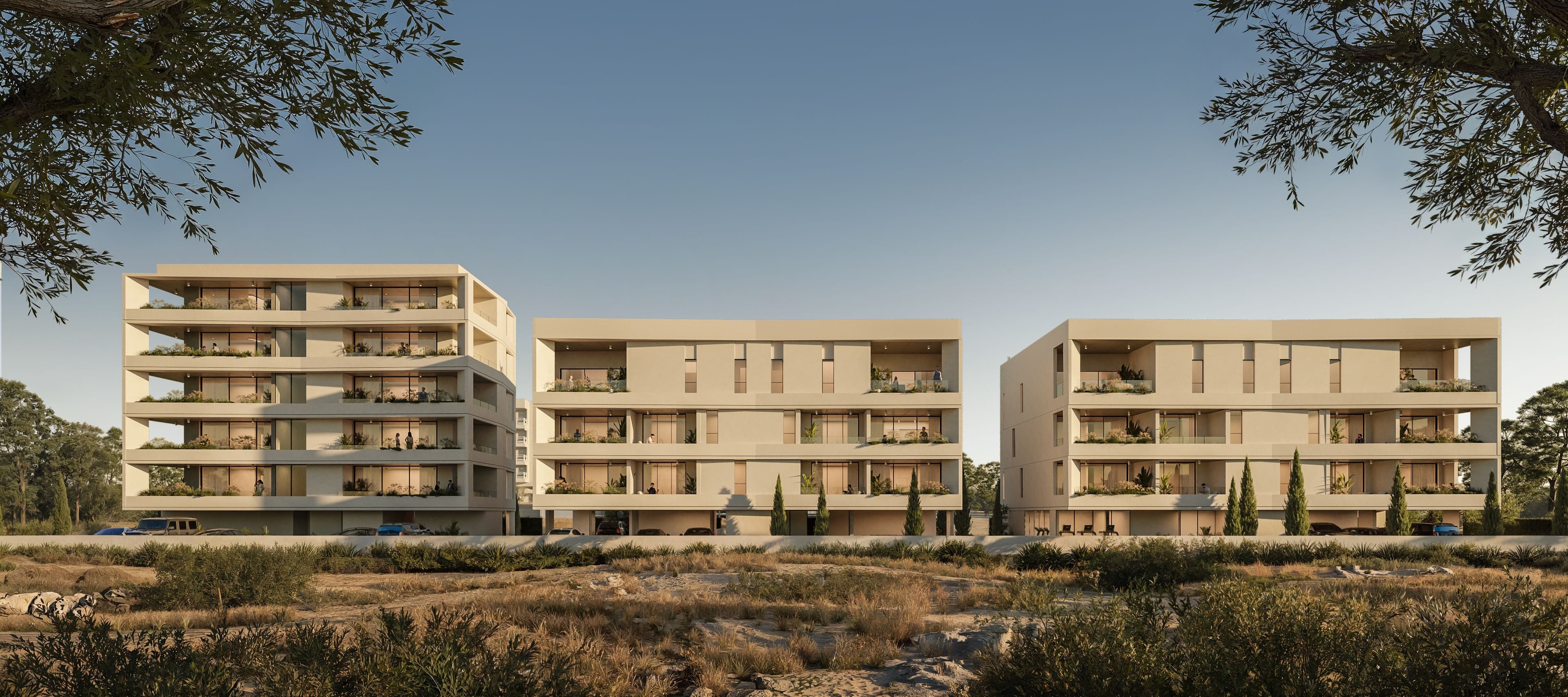 ARYA's blocks seen across the open land in Germasogeia, Limassol